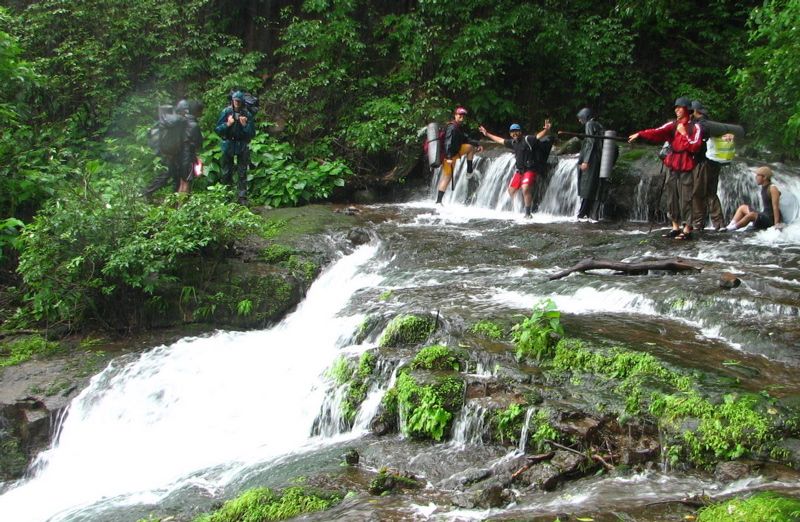 Crossing one of the innumerable streams