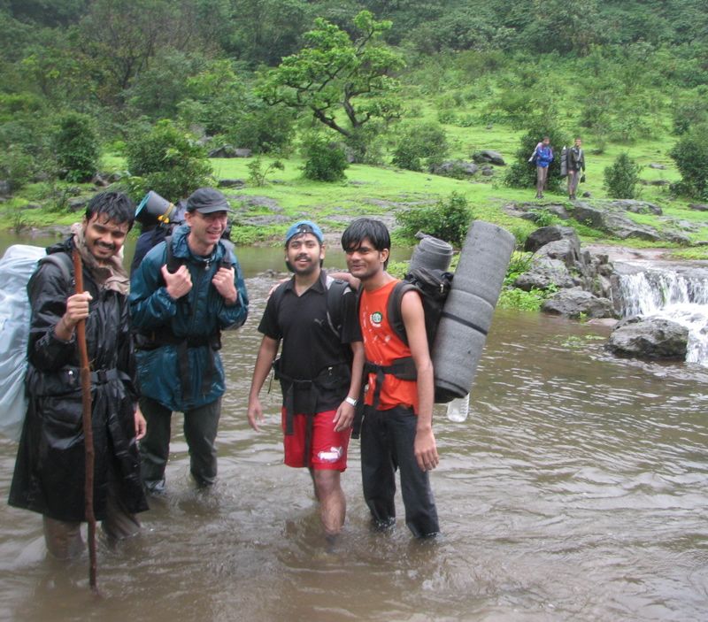 Crossing a stream on the other side of the mountain