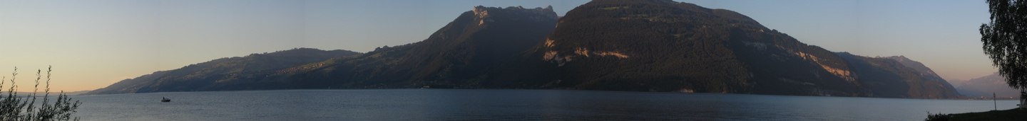 Panorama of Lake Thun Thuner - View towards the diving sites